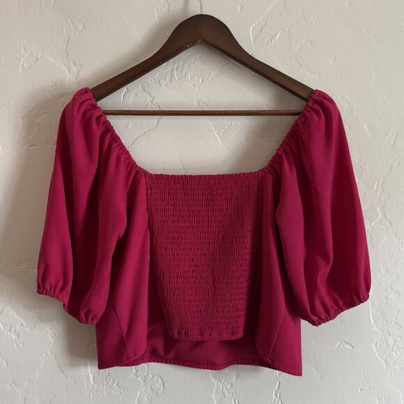 Abercrombie & Fitch Size Large Puff Sleeve Corset Sweetheart Top - Pink Smocked - Picture 6 of 10